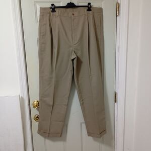 Jos. A. Bank Size 42X31 Khaki Pants 100% Cotton Flat Front Slacks Men's